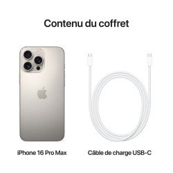 Apple iPhone 16 Pro Max - 1 To  - 6,9 pouces - Titane Naturel - Garantie 1an