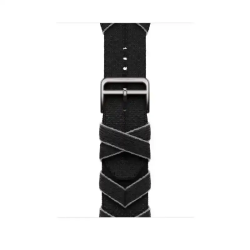 Apple Watch Bracelet Bride Équestre Hermès - 46 mm - Couleur Simple Tour Bridon Noir / Gris